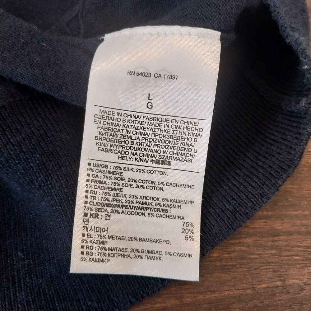 Banana Republic Luxury Blend Sweater Mens M Navy Blue Knit Silk Cashmere Cotton. - Picture 9 of 9